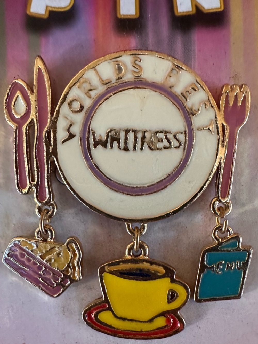 World's Best Waitress Charmers Pin - Picture 2 of 2